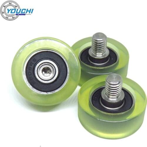 2pcs OD 32.2mm PolyUrethane Coated Roller With M8 Screw 32.2x12.2xM8 PU60832-12.2C2L10M8 Rubber Covered Conveyor Roller