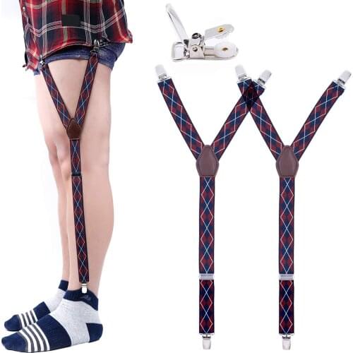 Shirt Stays Garters for Men Y Shape Military Adjustable Elastic Shirt Holders Straps Sock Non-slip Clamps Leg Suspenders