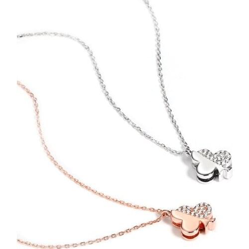 S925 sterling silver fashion 18K rose gold small tree lady clavicle chain