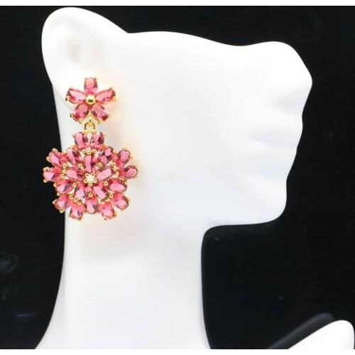 66x35mm Classic Long Cross Shape Created Smoky Topaz Bright Zircon Daily Wear Silver Earrings