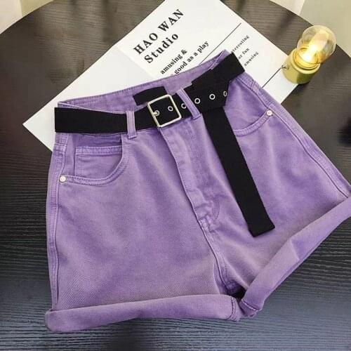 With Belt Sport Denim Shorts for Women Running Vintage Denim Shorts High Waist Summer Women Shorts Jean Crimping Sexy Shorts