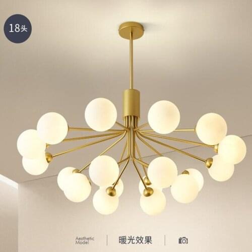 Nordic Decor Glass Balls Lampshade Pendant Lights Modern Living Room Chandeliers Bedroom Ceiling Lamps Gold Black Chandelier LED