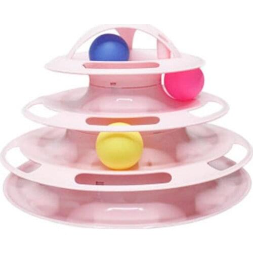 Three Levels Pet Cat Toy Tower Tracks Disc Cat Intelligence Amusement Triple Pay Disc Cat Toys Ball Training Amusement Plate
