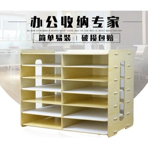 1pcs office supplies storage A4 folder desktop cabinet wood interior compartment storage box