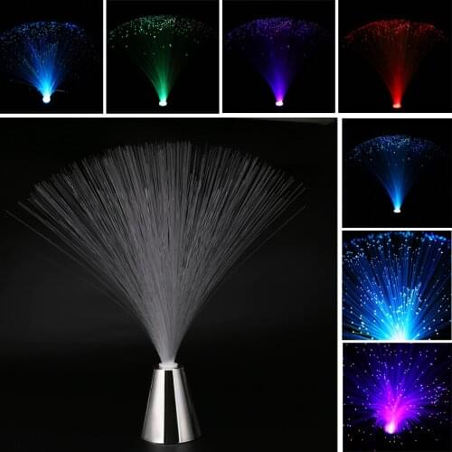 Romantic Color Changing Fibre Optic Lamp LED Gentle Raining Light Fibre Optic Light With Cone Shaped Base For Bedroom Decor