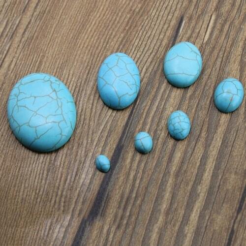 1Packs Oval Flatback Turquoises Stone Cabochon Beads for Jewelry Making fits Blank Earring Rings Base DIY Jewelry Findings Z