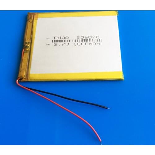 306070 3.7V 1800mAh lipo polymer lithium rechargeable battery Cells for GPS navigator DVD power bank Tablet PC Laptop 3*60*70mm