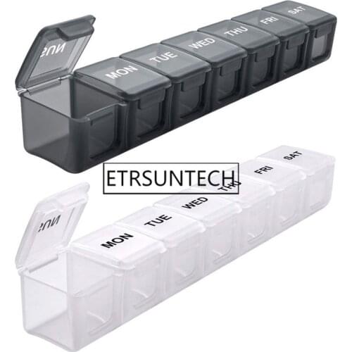 50pcs Storage Dispenser 7 Days Pill Case Medicine Storage Tablet Pill Box With Clip Lids Medicine Organizer Pill Case