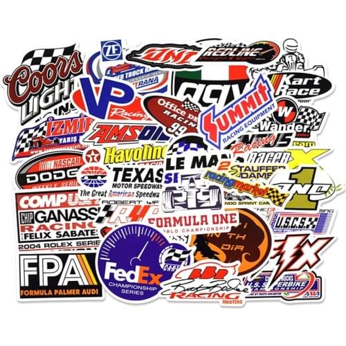 50Pcs Racing Car Computer Stickers Car Styling Sticker Skateboard Bicycle Laptop DIY Waterproof Decals For MacBook/HP