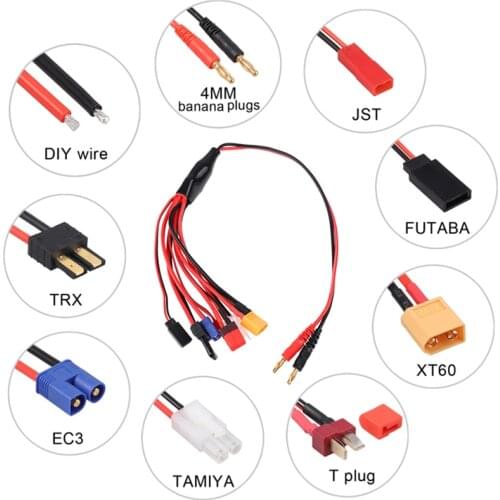 8 In 1 Charger 4.0mm Banana Adapter Connector Splitter Cable for TRX New