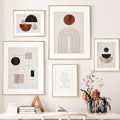 Abstract Circular Geometry Line Color Block Wall Art Canvas Painting Nordic Posters And Prints Wall Pictures For Living Room