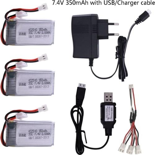 7.4V 350mah 2S Lipo Battery with charger for MJX X401H X402 JXD 515 515W 515V Battery RC Mini FPV Drone Quadcopter Helicopter