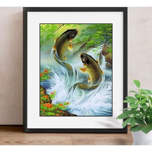 Diamond Mosaic Animals 5D DIY Embroidery Diamond Painting Fishing Full Drill Resin Decor Home Painting Rhinestones