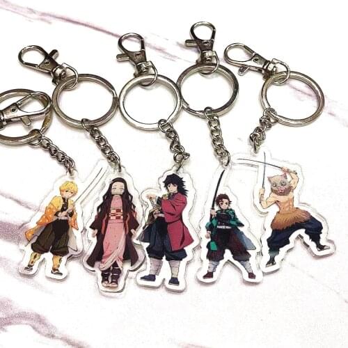 Anime Demon Slayer Keychain Badge Kamado Tanjirou Kamado Nezuko Agatsuma Zenitsu Cartoon Cosplay Props Accessories