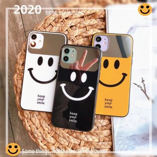 Keep your Smile Tempered Glass Back Cover Case For iPhone 6 6S 7 8 Plus X XR XS 11 Pro Max SE 2020 Case Cover Makeup Mirror Cell