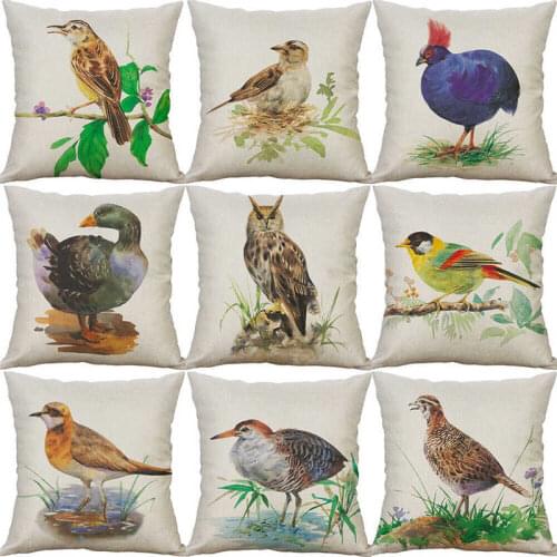 Cover painting Cushion Throw Waist Decor Sofa Case 18'' Bird Pillow Home Car