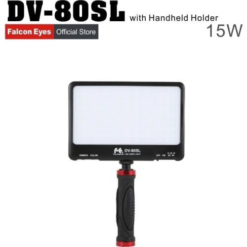 Falcon Eyes LED Camera Beauty Fill Light 15W Bi-Color For Camcorder Portable Slim Video Light with Handheld Holder DV-80SL Kit