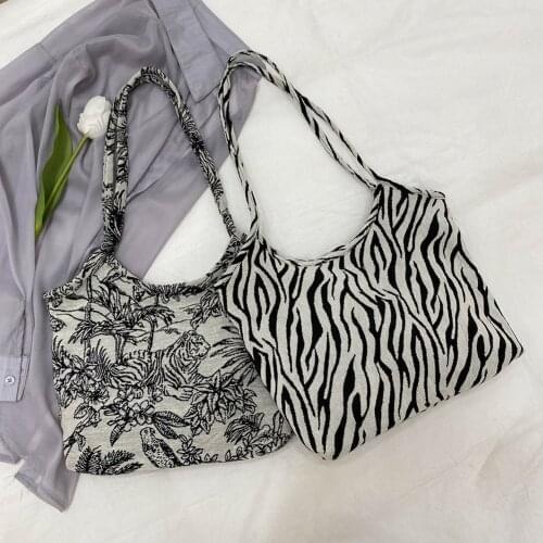 Canvas Womens Bag Trend 2021 Cheap Quality Shopper Tote Zebra Printing Shoulder Bag Ladies Large Capacity Handbags Femme Bolsas