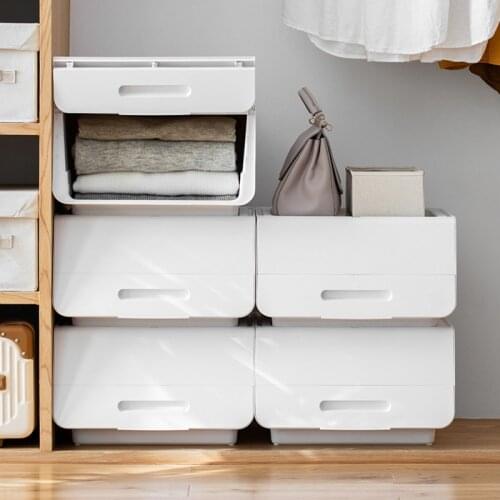 China household plastic storage box large capacity clothes keeper stactable space saving organizer