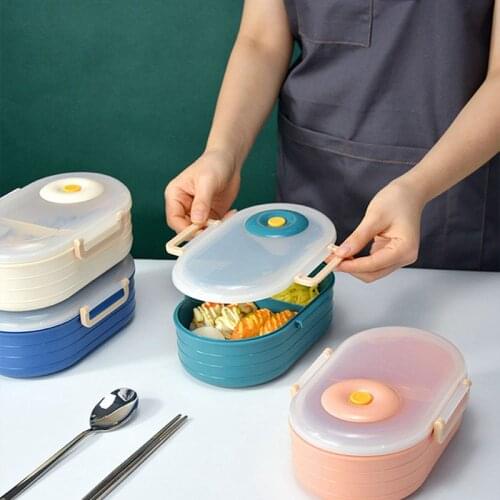 Microwave Bento Box Plastic Lunch Box Divided Format Anti-fall And Anti-scalding Large Capacity Leak-Proof Food Container Compar
