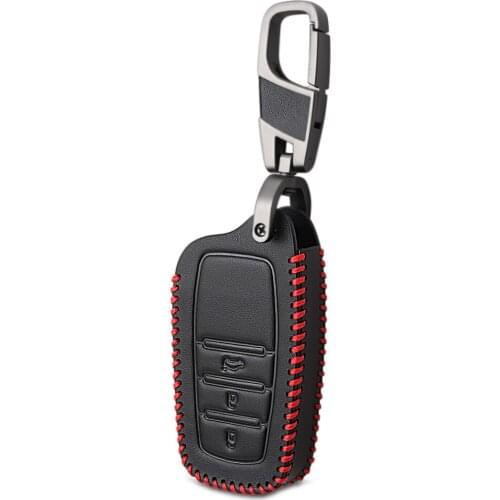 Leather Remote Key Case Fob Shell Cover Skin Holder 3 Button For Toyota Hilux Fortuner Land Cruiser Camry 2016 2017 2018