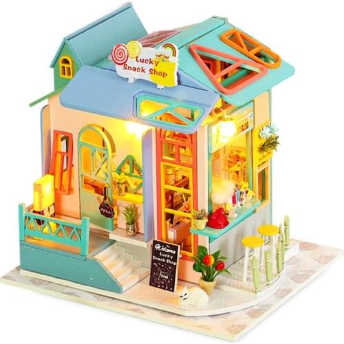 Doll House Furniture Wooden Miniature DIY Kit with Dust Cover Music Box Assemble Crafts Toy Best Birthday Gift For Children Girl