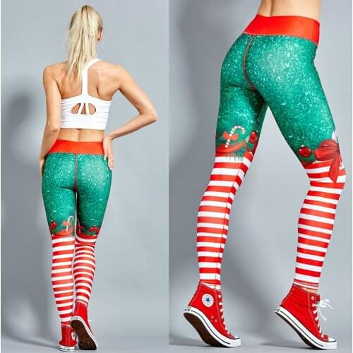 Christmas Printing Leggings Put Hip Elastic High Waist Legging Breathable Merry Christmas Pants