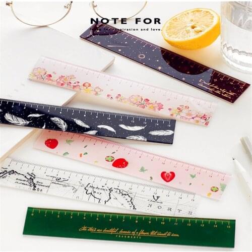 Mr paper 6 Designs 15cm Strawber Acrylic Color Ruler Multifunction DIY Drawing Rulers For Kids Students Office School Stationery