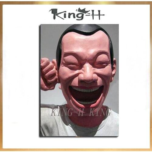 People hand painted big mouth, the more sensitive jun red bottom boy pop art painting on the canvas for hotel bedroom decoration