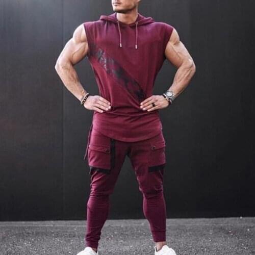 Brand Clothing Bodybuilding Muscle Guys Fitness Mens Gym Hooded Tank Top Vest Stringer Sportswear Cotton Sleeveless Shirt Hoodie
