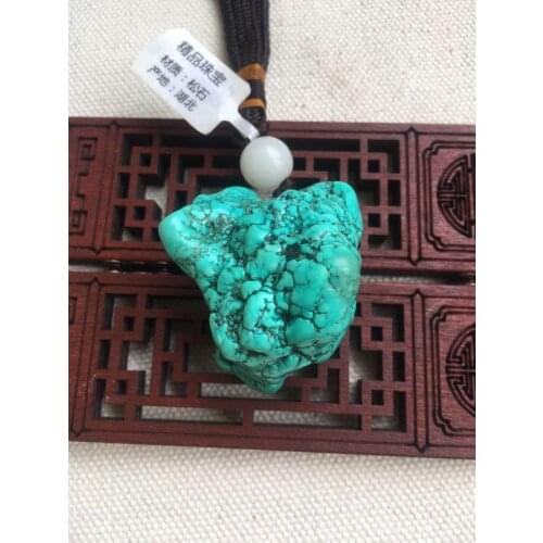 Natural raw turquoise pendant green jade pendant fine jade jewelry high quality 47g