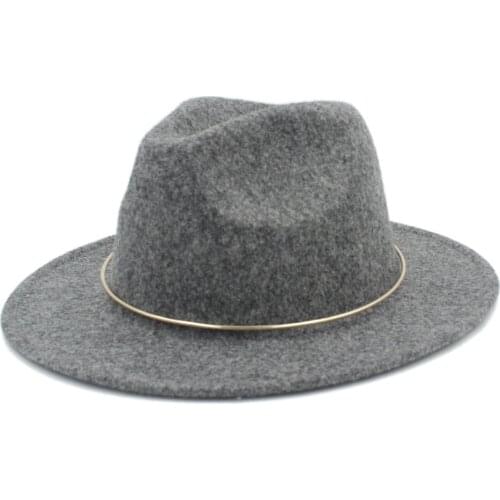 New Wool Womens Mens Chapeu Feminino Fedora Hat For Gentleman Elegant laday gold Sombrero Church Cap Panama Top Hat 20