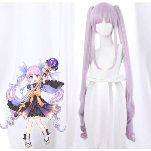 Princess Link Re Dive Glacier Mirror Flower Pink Purple Double Ponytail Cos Wig Anime Cosplay Game Female Kawaii Long Hair Wig