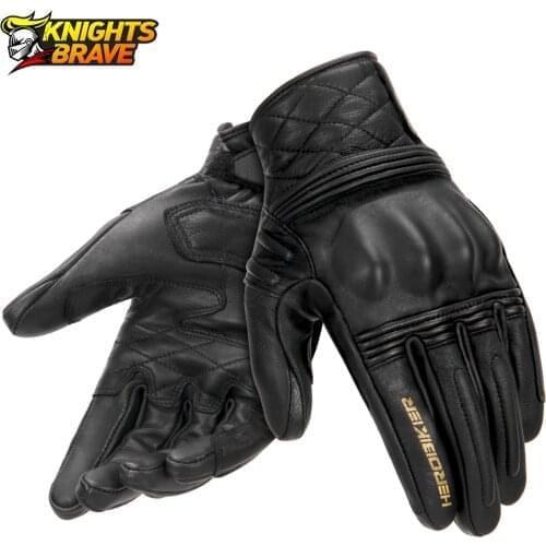 New Motorcycle Gloves Guantes Moto Motocross Genuine Leather Gloves Touch Screen Moto Full Finger Gloves Protective Gear Black
