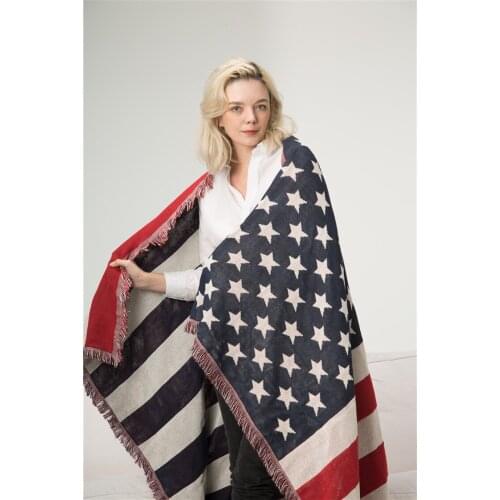 British Flag Sofa Throw Blanket Cotton Thread Knitted Blanket With Tassel Geometry Sofa Cover Bed Blanket Home Decor