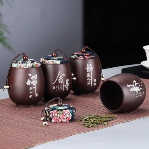 Purple Sand Tea Caddy Sealed Small Portable Firewood Burning Tea Jar Ceramic Pot Pu'er Tea Storage Canister Household Empty Cans