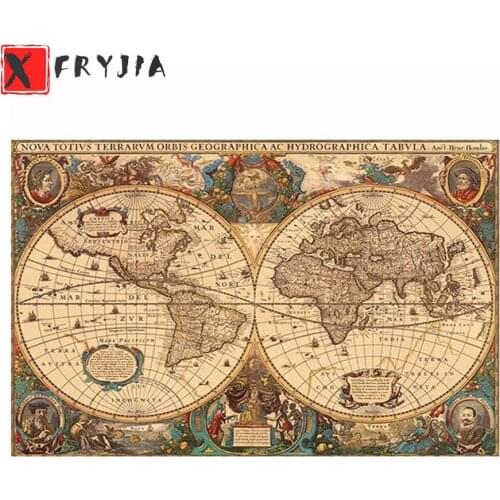 Full Square Diamond Painting Hot selling home art retro world map Mosaic Needlework Picture Diamond Embroidery Sale Home Decor