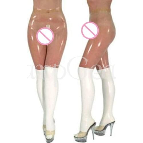 Sexy Transparent Latex Pants with Crotch Zipper Bicolor Rubber Jeans Leggings Custom Made