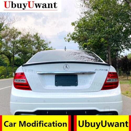 For W204 Spoiler Benz C-Class C180 C200 C300 C63 Car ABS Plastic Unpainted Primer Rear Trunk Boot Wing Lip Spoiler 2008-2014
