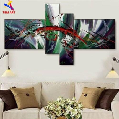 Vivid Color 4pcs Handmade Modern Abstract Oil Painting on Canvas Wall Art for Living Room Decoration Gift No Frame JYJZ010