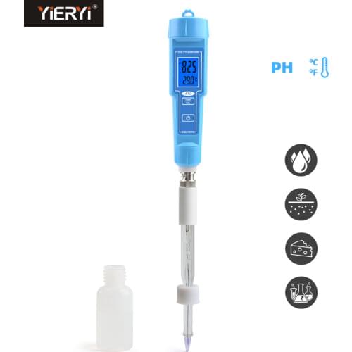 Yieryi ATC 0.00-14.00 ph Meter For Tapered Loose Soil Hydroponics Cheese, lab, drinking water with Replaceable Probe
