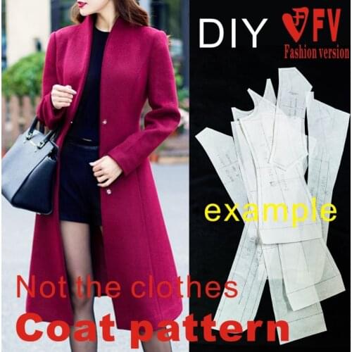 Ladies mid-length coat coat pattern garment sewing design drawing BFY-175