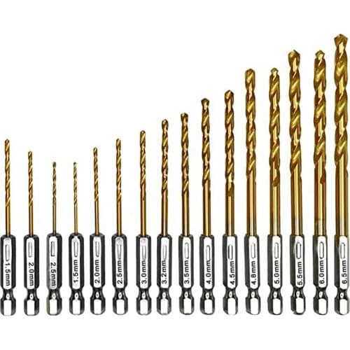 16Pcs High Speed Steel Impact Hex Drill Bits Hex Shank Drill Bit Set Quick Change Design Cutting Grinding Grinding/Sanding Gold