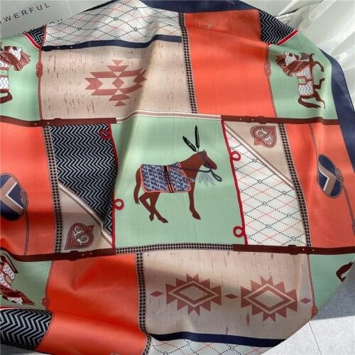 2021 Luxury Kerchief Silk Satin Neck Scarf For Women Animal Print Hijabs Female 70*70cm Square Shawls and Wraps Scarves For Lady