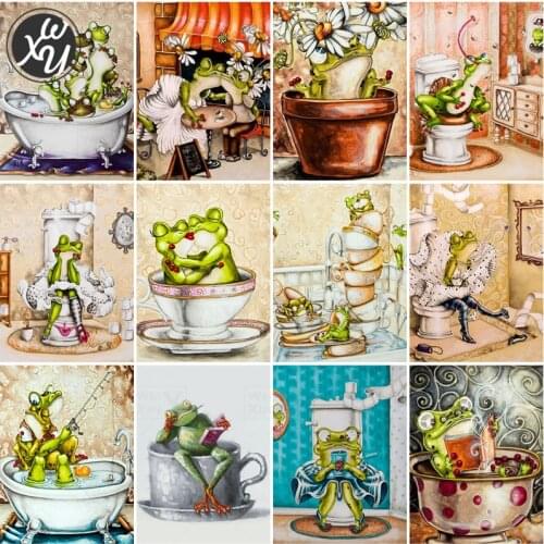 5D Diamond Painting Kits for Adult Frog Cross Stitch Embroidery Diamond Mosaic Cartoon Full Drill Rhinestones Art for Home Decor