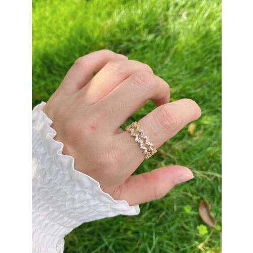 8Pcs Gold Filled Adjustable Ring, Open Ring, CZ Pave Ring, Statment Ring, Pave Gold Silver Ring