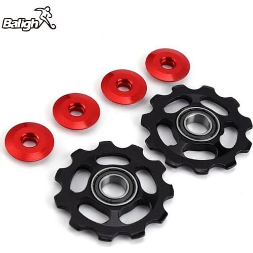 Balight 2pcs 11T Ultralight Aluminum Alloy Outdoor MTB Bike Bearing Jockey Wheel Rear Derailleur Pulleys Bicycle Parts