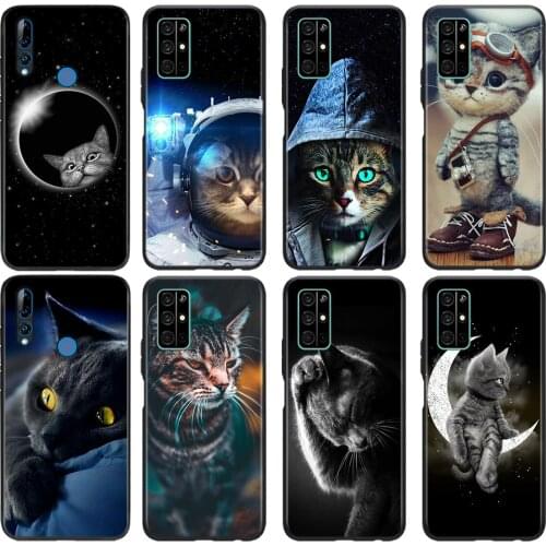 Cute Space Art Cat Silicone Cover For Huawei Honor 30i 30S 30 20S 20 V20 10i 10X 10 9A 9S 9C 9X Pro Lite Phone Case
