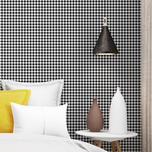 Black White Plaid Wallpaper Houndstooth Vinyl Decorative Wall Stickers Home decor Living Room Bedroom Waterproof 3d Wallpapers 3