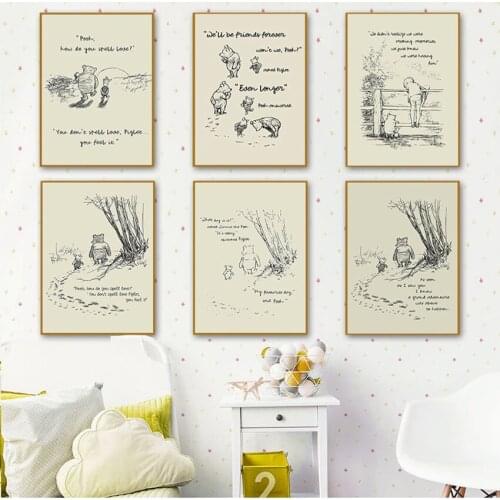 Quality canvas painting Art Decor No Frame o811 Bear cartoon Bear cartoon simple family decorative painting hight
